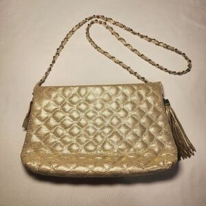 Prüne Quilted Gold Leather Bag